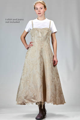 ‘sculpture’ dress, under the knee in linen jacquard with inner multilayered skirt base in polyester tulle  - 74