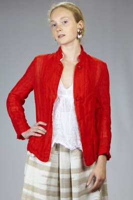 hip length jacket in washed linen cloth  - 195
