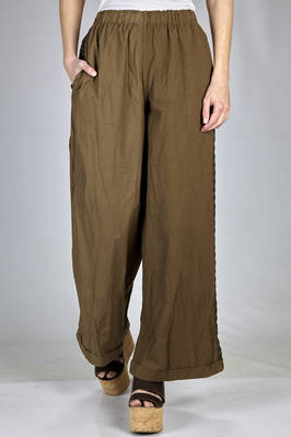 wide linen and washed cotton trousers, patchwork construction different front/back  - 195