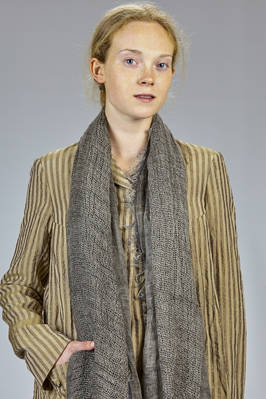 long, rectangular linen melange gauze and mesh scarf with different height horizontal stripes  - 161