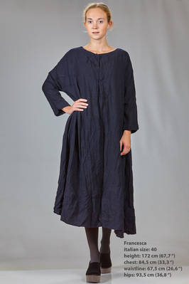 wide longuette dress in vichy overdyed wool and inlaid solid patchwork  - 195
