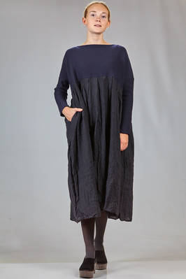 abito sotto al ginocchio in maglia rasata di lana cotta e in tela di lino e lana lavata - DANIELA GREGIS 