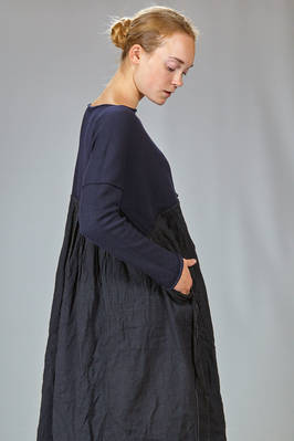 abito sotto al ginocchio in maglia rasata di lana cotta e in tela di lino e lana lavata - DANIELA GREGIS 