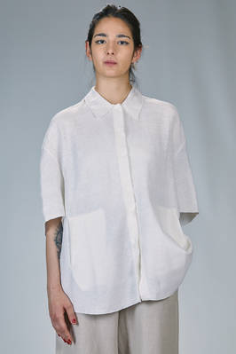 wide hip-length shirt in soft linen, cashmere, cotton and silk honeycomb knit  - 227