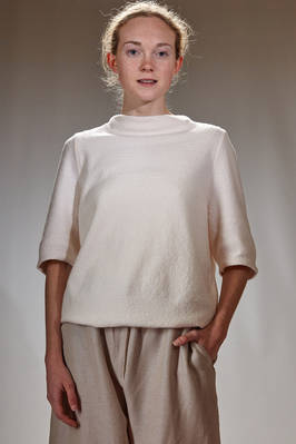 soft hip length sweater in brushed cotton, polyamide and elastane knit  - 227