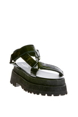 essential design sandal shiny cowhide leather and high rubber sole  - 74