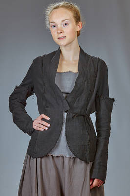 slim-fit jacket, hip-length in washed linen crêpe and in viscose and polyamide canvas  - 163