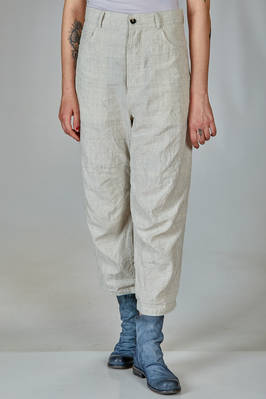 wide trousers (5 pockets) in slub linen and melange cotton  - 161