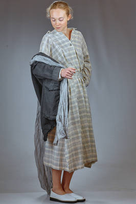 abito longuette in tela di cotone lavato con check a camiceria - FORME D' EXPRESSION 