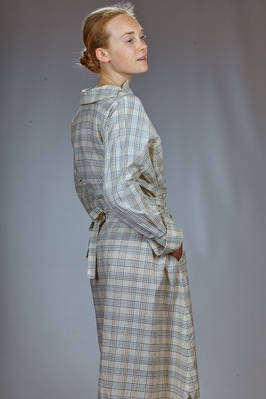 abito longuette in tela di cotone lavato con check a camiceria - FORME D' EXPRESSION 