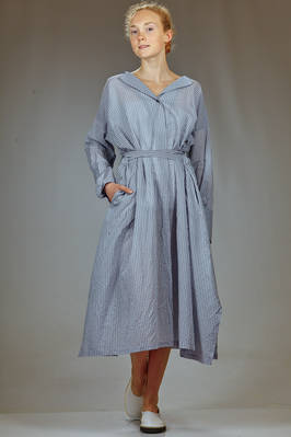 longuette dress in cotton and silk muslin with shirt stripe  - 161