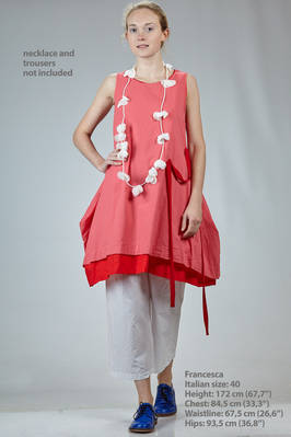 long and wide doubled top in washed cotton poplin and cotton muslin in contrasting color  - 364