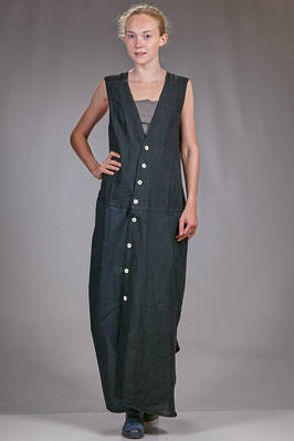 long dress, wide and asymmetrical, built in a patchwork of linen, ramie and tone-on-tone cotton  - 371