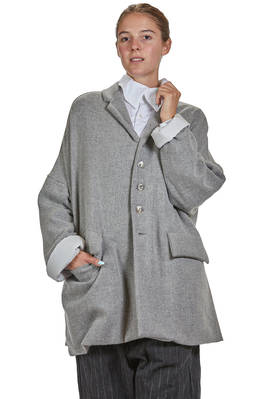 wide pea coat, above the knee, in alpaca and polyamide gauze, lined in cotton  - 370