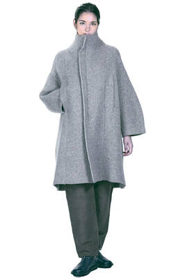 cappotto sotto al ginocchio in maglia doppiata di lana, poliammide, yak, mohair ed elastan melange - BOBOUTIC 