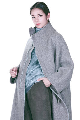 cappotto sotto al ginocchio in maglia doppiata di lana, poliammide, yak, mohair ed elastan melange - BOBOUTIC 