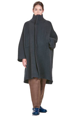 - calf length coat in double knit wool, polyamide, yak, mohair and elastane  - 227