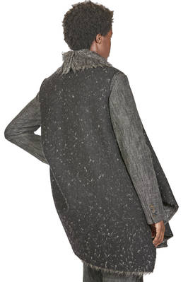 gilet lungo e ampio in mouflon a pelo lungo di lana vergine, mohair, viscosa e poliammide melange - FORME D' EXPRESSION 