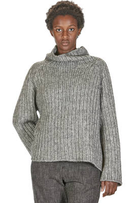 hip length sweater, wide, in ribbed knit of cotton, alpaca and wool  - 161