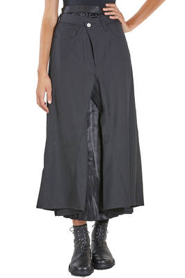 long multilayer skirt in wool and polyester serge and in polyester plissé  - 74