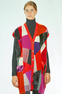 long and soft vest in multicolor patchwork knit of wool, nylon, rayon and polyester  - 74