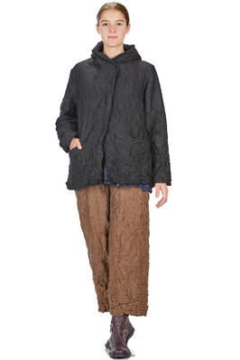  - hip length pea coat in wool and polyester froissé, padded in polyester  - 123