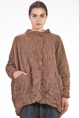 over-the-knee pea coat in wool and polyester froissé, padded in polyester  - 123