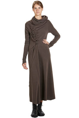 long and fitted dress in very soft fleece of cotton, acrylic, polyamide and elastane  - 163