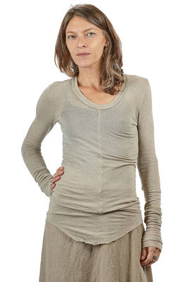 long and narrow t-shirt in light viscose, wool and elastane jersey  - 163
