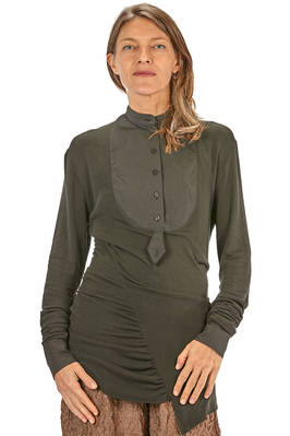 long and slim shirt in modal jersey and elastane in cotton poplin  - 163