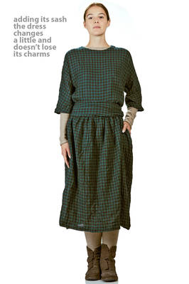 onguette dress in two-tone vichy boiled wool gauze  - 195