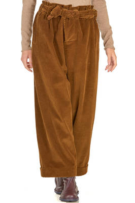 wide trousers in washed ribbed cotton velvet  - 195