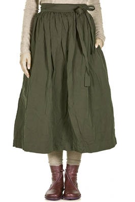 wide longuette skirt, in light washed cotton canvas  - 195
