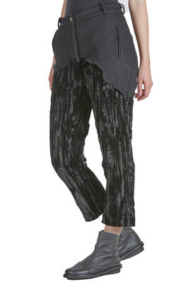 slim fit trousers in virgin wool gauze and viscose and elastane velvet - ARCHIVIO J. M. RIBOT 