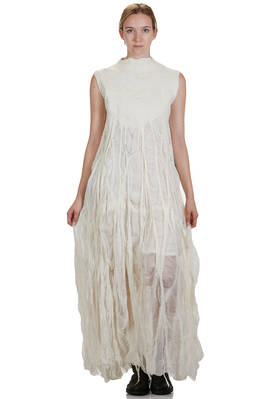long and wide 'sculpture' dress in handmade wool and silk nuno-felt  - 379