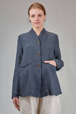 long tapered jacket in washed linen canvas  - 378