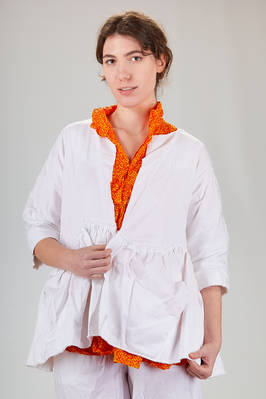 hip length jacket, wide, in washed cotton canvas  - 195