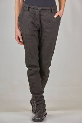 biker trousers with tapered leg in heavy linen canvas  - 163