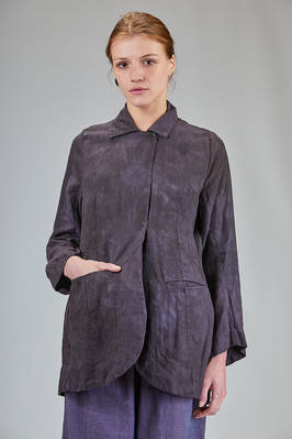 long tapered jacket in cotton and linen canvas hand dyed  - 371