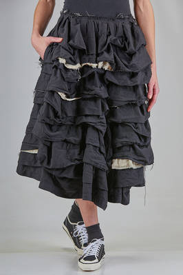 wide 'sculpture' longuette skirt in light polyester canvas with raw cut  - 157