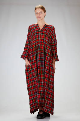 long dress made of washed wool tartan gauze  - 195