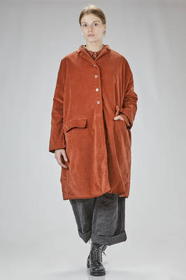 knee-length coat, wide, in smooth and washed cotton and elastane velvet  - 370