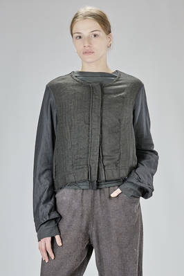 hip-length shirt-jacket in washed wool and cashmere gauze and washed wool and cashmere canvas  - 371