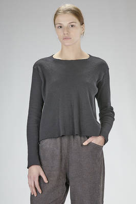 hip-length, relaxed fit, cotton, wool, and elastane blend sweater  - 371