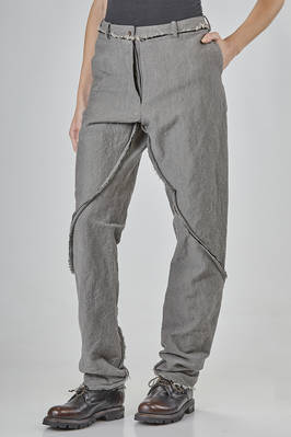 fitted pants in carded and washed wool, cotton, and metal chevron  - 163