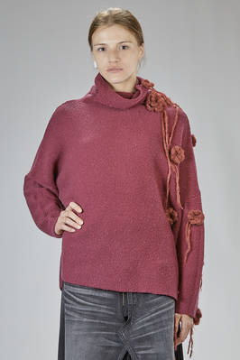 maglia ampia, al fianco, in maglia linx di lana e cachemire, rose in seta - LUSSI 