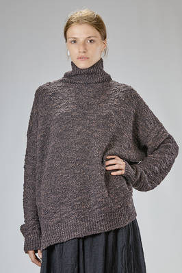 long and wide sweater in melange extra-fine merino wool and polyamide operated knit  - 384