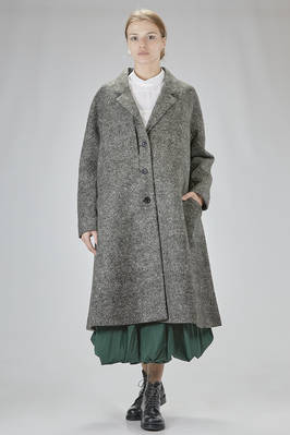 below-the-knee coat, wide, in chevron of viscose, polyester, wool, acrylic, and elastane  - 390