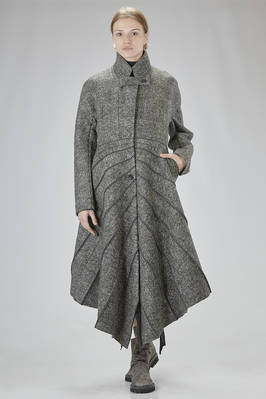 long 'sculpture' coat in chevron of viscose, polyester, wool, acrylic, and elastane  - 390