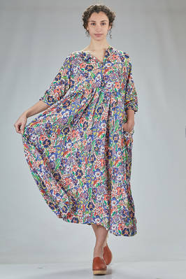 long dress, with sleeves, in washed cotton london liberty  - 195